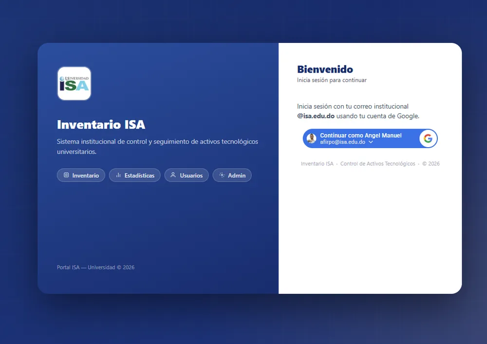 Inventario ISA · acceso institucional