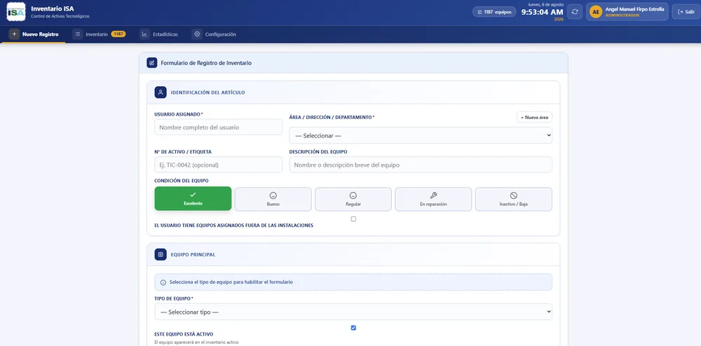 Inventario ISA · registro de un activo