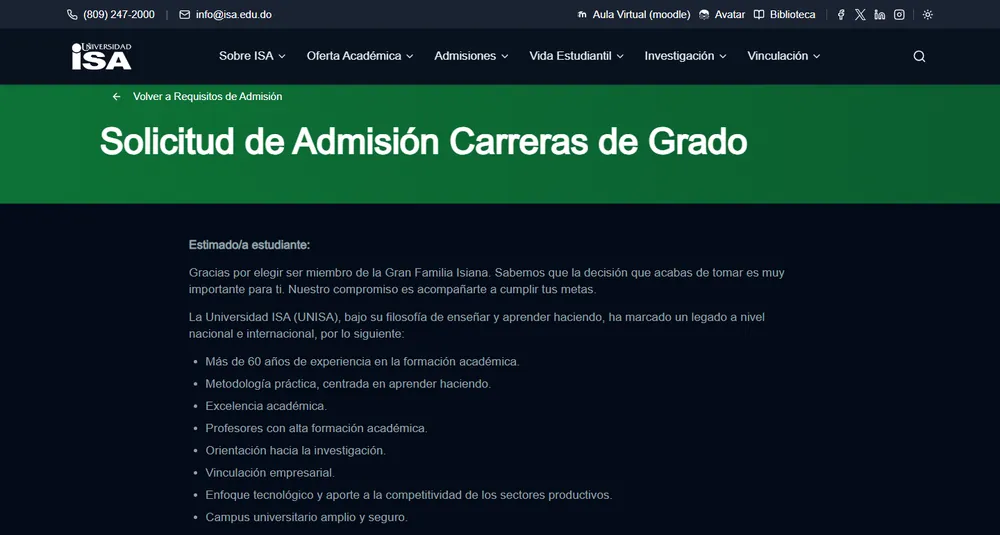 isa.edu.do · solicitud de admisión